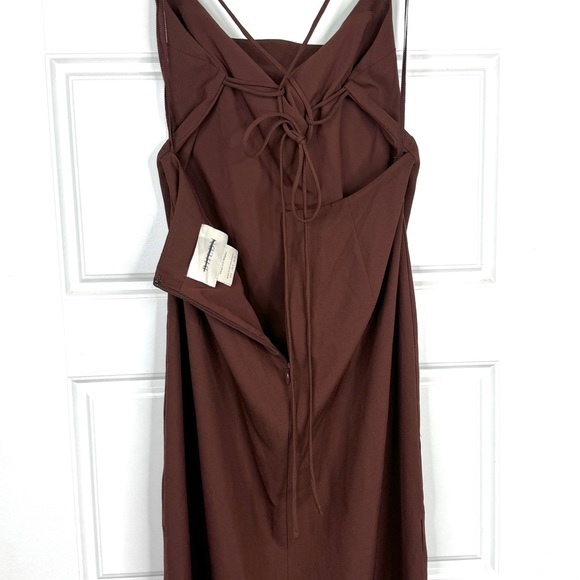 BHLDN Anthropologie Gavin Midi Slip Dress NEW Size 8 Rich Brown - Picture 9 of 13